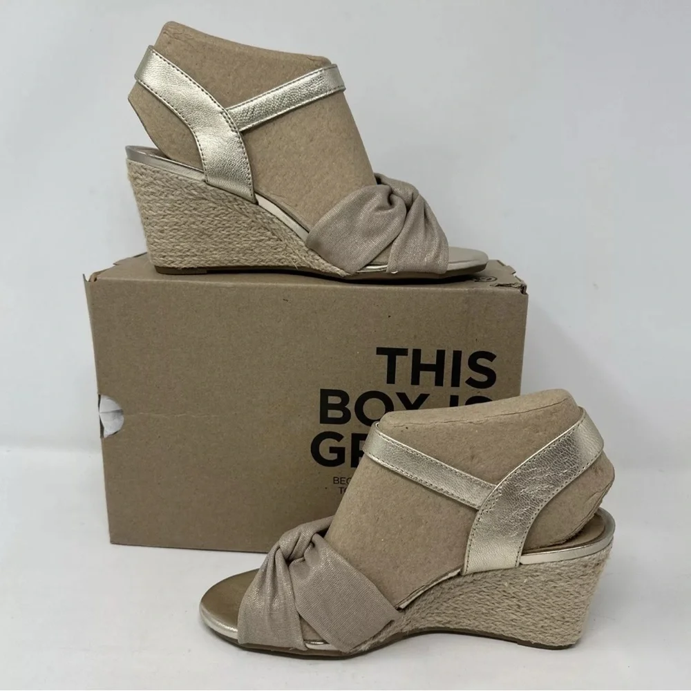 CLARKS Margee Beth Espadrille Wedge Sandal‎ Ankle Strap in Natural Size 6.5